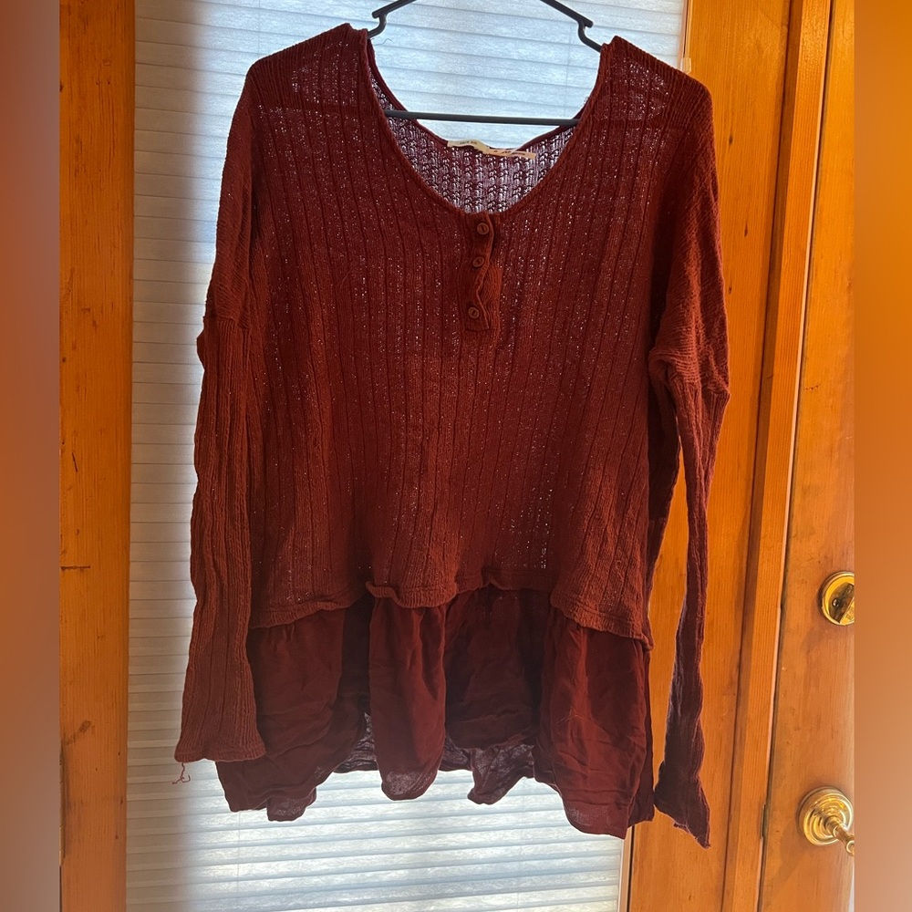 Kimchi Blue burgundy knit top- XS